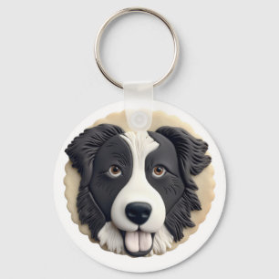 Border Collie Dog 3D Inspiriert Schlüsselanhänger