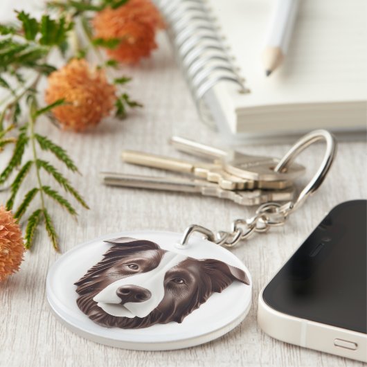 Border Collie Dog 3D Inspiriert Schlüsselanhänger (Vorderseite rechts)