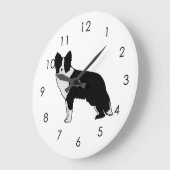 Border Collie Dog Abstract Illustration White Große Wanduhr (Winkel)