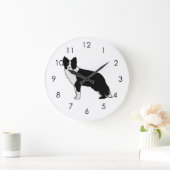 Border Collie Dog Abstract Illustration White Große Wanduhr (Zuhause)