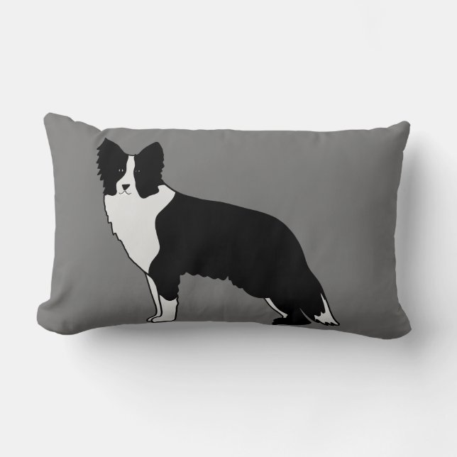 Border Collie Dog Abstrakt Illustration Grau Lendenkissen (Vorderseite)