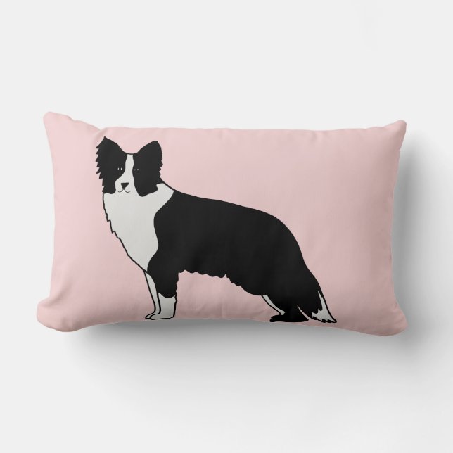 Border Collie Dog Abstrakt Illustration Pink Lendenkissen (Vorderseite)