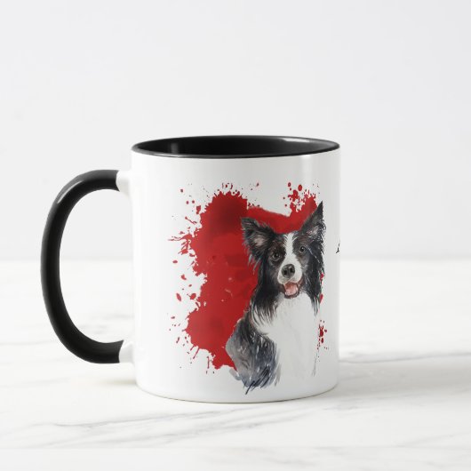 Border Collie Dog Abstrakter Hintergrund Tasse (Links)