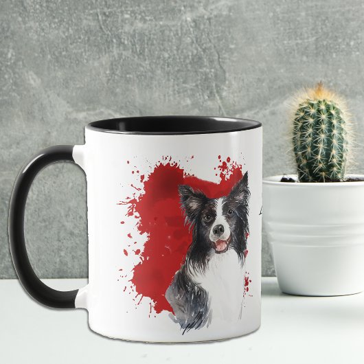 Border Collie Dog Abstrakter Hintergrund Tasse