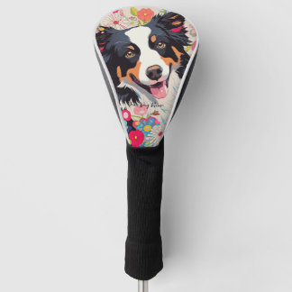 Border Collie Dog and Blume 002 - Schneiderjuwel Golf Headcover