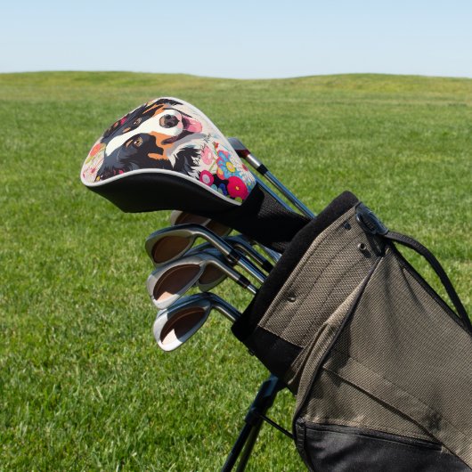 Border Collie Dog and Blume 002 - Schneiderjuwel Golf Headcover (In SItu)
