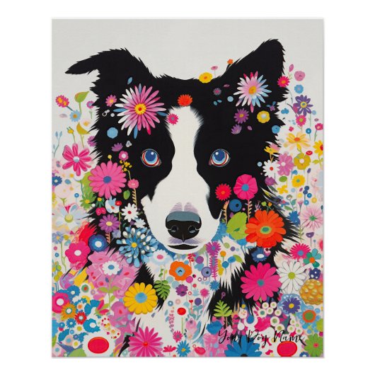 Border Collie Dog and Blume 005 - Schneiderjuwel Poster (Vorderseite)