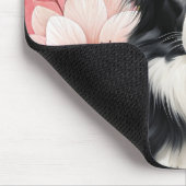 Border Collie Dog and Bold Pink Lilies Mousepad (Ecke)