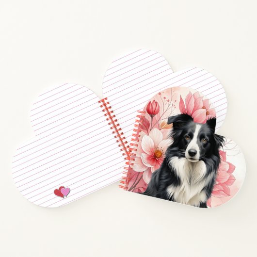Border Collie Dog and Bold Pink Lilies Notizblock (Innenseite)
