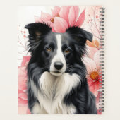 Border Collie Dog and Bold Pink Lilies Planer (Rückseite)