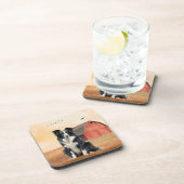 Border Collie Dog and Red Barn Ranch Getränkeuntersetzer (Rechte Seite)