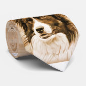 Border Collie Dog Animal Pet Wood Krawatte (Gerollt)