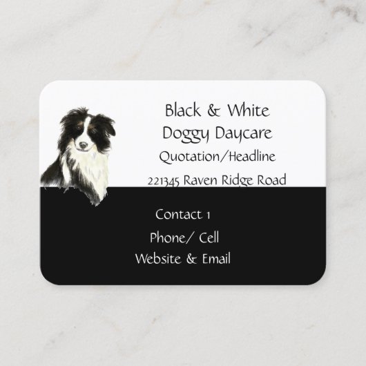 Border Collie Dog Animal Watercolor Business Card Visitenkarte (Vorderseite)