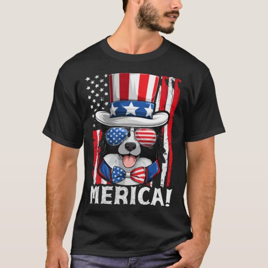 Border Collie Dog Apparel American Flag Patriotic  T-Shirt (Vorderseite)
