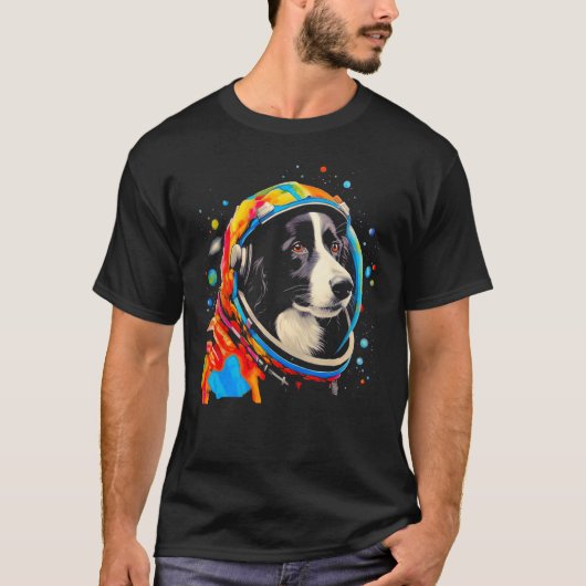 Border Collie Dog  Astronaut T-Shirt (Vorderseite)