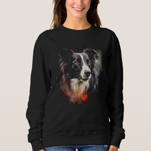 Border Collie Dog Australian Shepherd Graffiti Art Sweatshirt (Vorderseite)