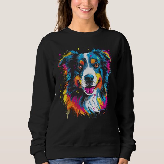 Border Collie Dog Australian Shepherd Puppy Graffi Sweatshirt (Vorderseite)