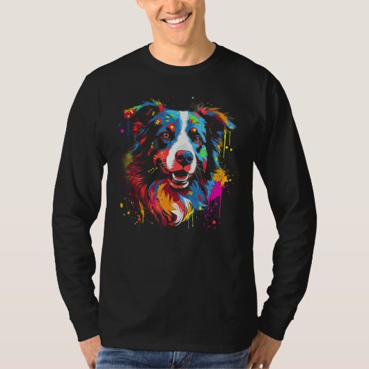 Border Collie Dog Australian Shepherd Puppy Graffi T-Shirt (Vorderseite)