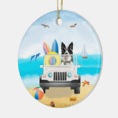Border Collie Dog Autofahren am Strand Keramik Ornament (Links)