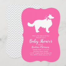 Border Collie Dog Baby Dusche Pink Girl
