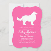 Border Collie Dog Baby Dusche Pink Girl Einladung (Vorderseite)