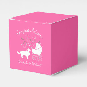 Border Collie Dog Baby Dusche Puppy Pink Girl Geschenkschachtel