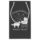 Border Collie Dog Baby Dusche Welpe Grau Kleine Geschenktüte (Rückseite)