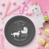 Border Collie Dog Baby Dusche Welpe Grau Pappteller (Party)