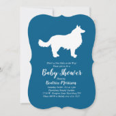 Border Collie Dog Baby Shower Blue Boy Einladung (Vorderseite)