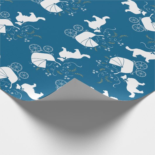 Border Collie Dog Baby Shower Welpe Blue Boy Geschenkpapier (Ecke)