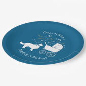 Border Collie Dog Baby Shower Welpe Blue Boy Pappteller (Schrägansicht)