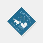 Border Collie Dog Baby Shower Welpe Blue Boy Serviette (Ecke)