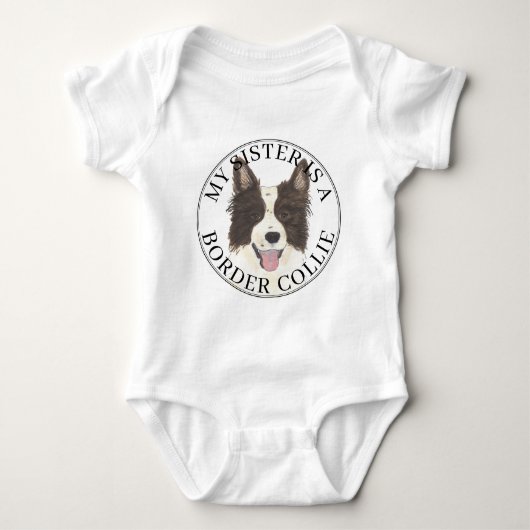 Border Collie Dog Big Sister Baby Strampler (Vorderseite)