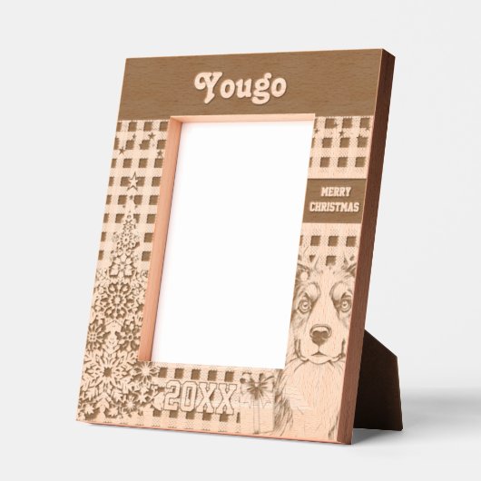 Border Collie dog - Border Reindeer Geätzte Rahmen (Links)