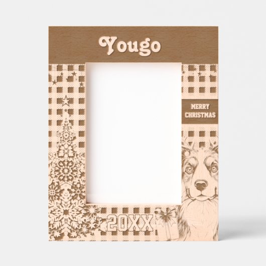 Border Collie dog - Border Reindeer Geätzte Rahmen (Vorderseite)