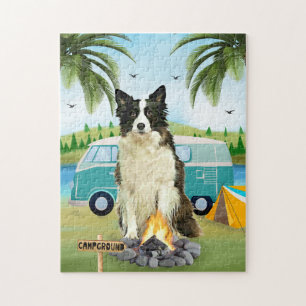 Border Collie Dog Camping Puzzle