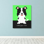 Border Collie Dog Cartoon Leinwanddruck (Insitu (Holzboden))