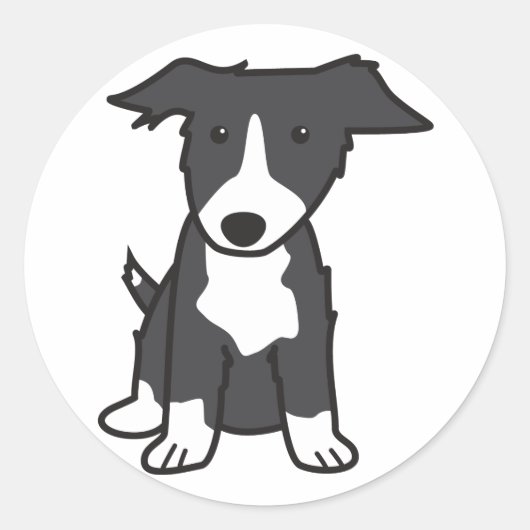 Border Collie Dog Cartoon Runder Aufkleber (Vorderseite)