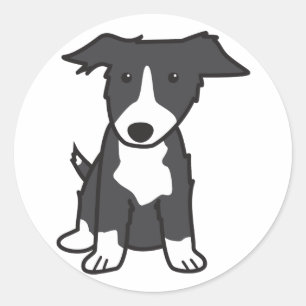 Border Collie Dog Cartoon Runder Aufkleber