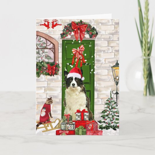 Border Collie Dog Christmas Karte (Vorderseite)