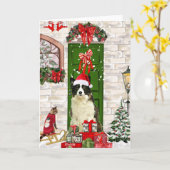 Border Collie Dog Christmas Karte (Gelbe Blume)
