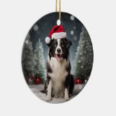 Border Collie Dog Christmas Keepake Keramik Ornament (Rechts)