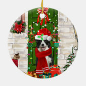 Border Collie Dog Christmas Keramik Ornament (Hinten)