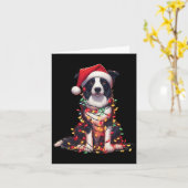 Border Collie Dog Christmas Lights Santa Hat Dog L Karte (Gelbe Blume)
