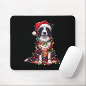 Border Collie Dog Christmas Lights Santa Hat Dog L Mousepad (Mit Mouse)