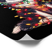 Border Collie Dog Christmas Lights Santa Hat Dog L Poster (Ecke)