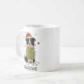Border Collie Dog Christmas Lights Sweater Kaffeetasse (Vorderseite Links)