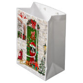Border Collie Dog Christmas Mittlere Geschenktüte (Vorderseite Schrägansicht)