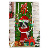 Border Collie Dog Christmas Mittlere Geschenktüte (Rückseite)