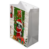 Border Collie Dog Christmas Mittlere Geschenktüte (Rückseite Schrägansicht)
